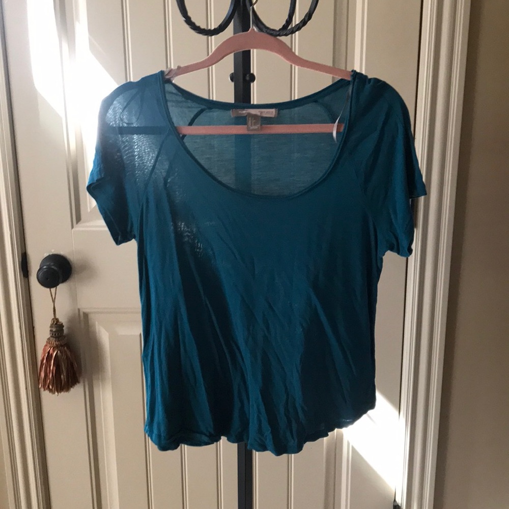 Teal loose crop shirt